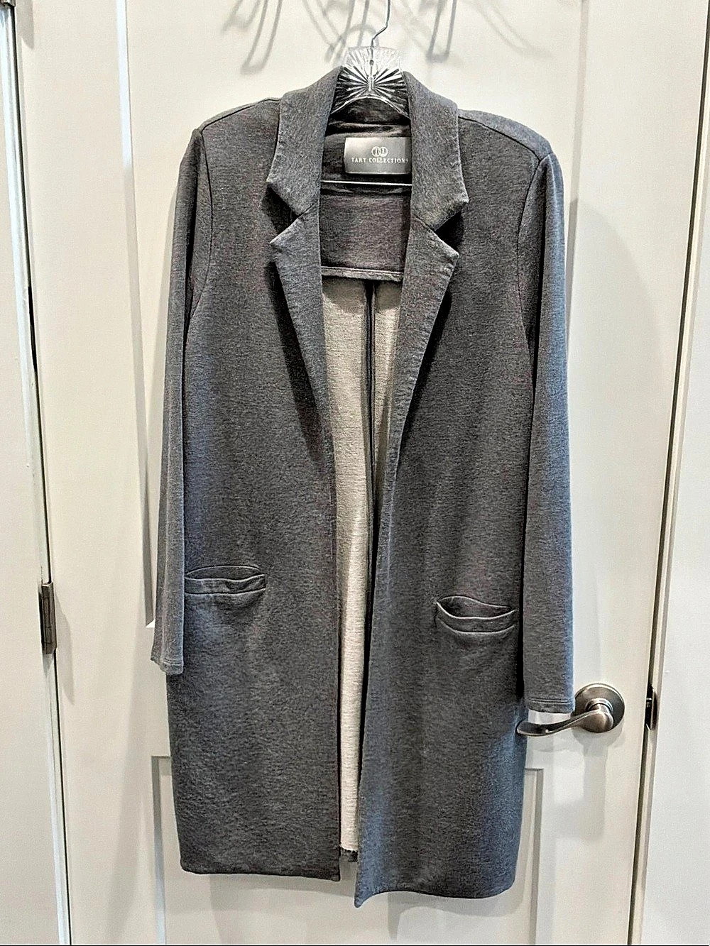 Tart Collections Nisha Blazer Open Front Gray Medium Cardigan Jacket Pockets